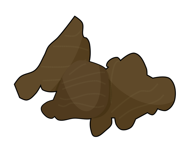 ショウガ(生姜)のイラスト(黒い縁取りあり・薬味や香辛料の図解、食育資料用透過PNG)