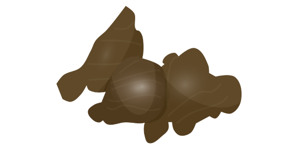 【フリー素材】ショウガ（生姜/ジンジャー/薬味/香辛料）のイラスト（線なし・黒縁）(商用利用可・透過PNG)