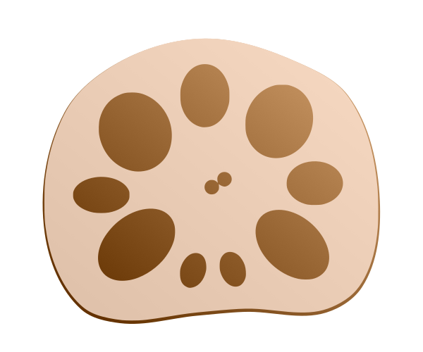 レンコンの断面のイラスト(光沢・陰影なし・シンプルな野菜/食材の図解資料用透過PNG)