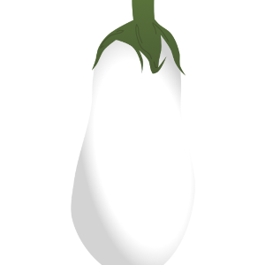 【フリー素材】白いナスのイラスト（白ナス/ホワイトなす/珍しい野菜/光沢・線なし・黒縁）(商用利用可・透過PNG)