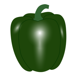 【FREE Vector】Green Paprika Illustration (Thick-Fleshed / Color Vegetable / Stem Included) (Outline / No Outline) (Commercial Use OK / PNG Transparent)