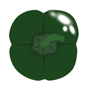 【FREE Vector】Green Paprika Illustration (Top View / Thick-Fleshed / Color Vegetable) (Outline / No Outline) (Commercial Use OK / PNG Transparent)