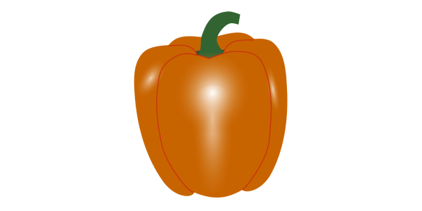 【FREE Vector】Orange Bell Pepper / Paprika Illustration (Color Pepper / Summer Vegetable) (Outline / No Outline) (Commercial Use OK / PNG Transparent)