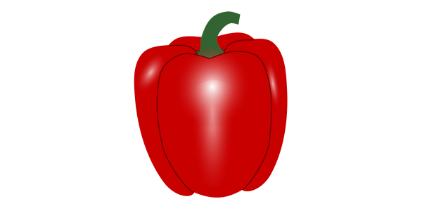 【FREE Vector】Bright Red Bell Pepper Illustration (Red Capsicum / Sweet Pepper / Blocky Shape) (Outline / No Outline) (Commercial Use OK / PNG Transparent)