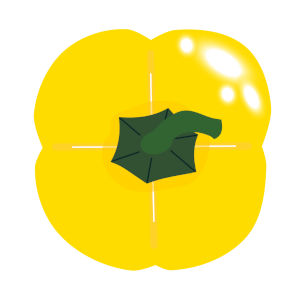 【FREE Vector】Yellow Paprika Illustration (Top View / Thick-Fleshed / Color Vegetable) (Outline / No Outline) (Commercial Use OK / PNG Transparent)