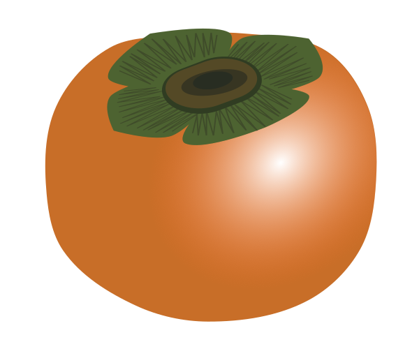 Persimmon (Kaki) fruit illustration with gloss and shading (Autumn fruit, No outline, Free material for Japanese fruit recipes and food explanation)