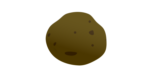 【フリー素材】ジャガイモ「男爵」（男爵薯/ホクホク系）のイラスト（線なし・黒縁）(商用利用可・透過PNG)