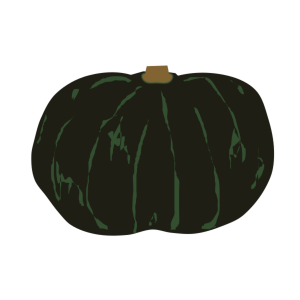 【FREE Vector】Kabocha Squash Illustration (Japanese Pumpkin / Dark Green Skin / Winter Squash) (Outline / No Outline) (Commercial Use OK / PNG Transparent)