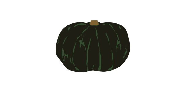 【フリー素材】西洋カボチャ（南瓜/冬至/ホクホク系）のイラスト（線なし・黒縁）(商用利用可・透過PNG)