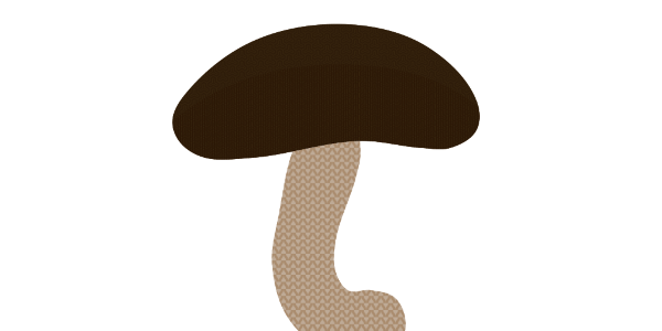 【フリー素材】シイタケ（椎茸/キノコ/和食食材）のイラスト（線なし・黒縁）(商用利用可・透過PNG)