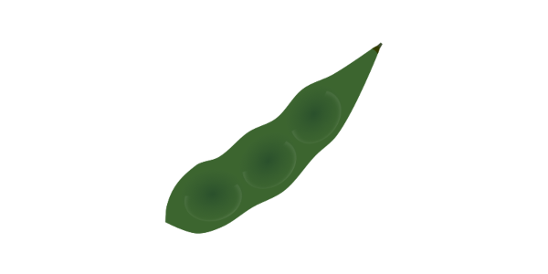 【フリー素材】エダマメ（枝豆/豆類/夏野菜）のイラスト（線なし・黒縁）(商用利用可・透過PNG)