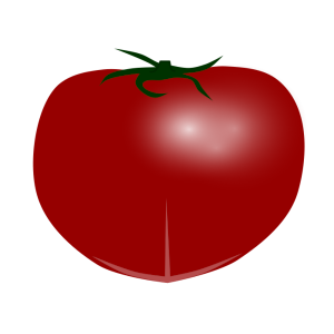 【フリー素材】「おいしさの象徴」スターマーク付きの赤い大玉トマトのイラスト（線なし）(商用利用可・透過PNG)