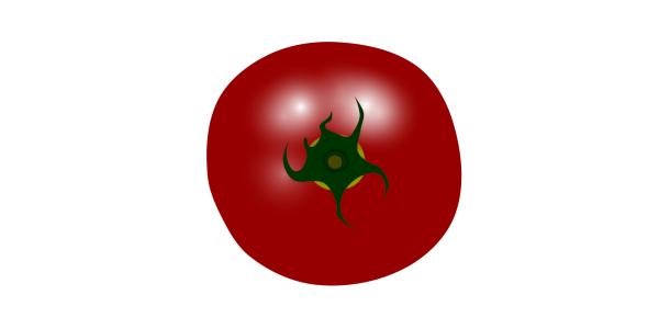 【FREE Vector】Red Large Tomato Illustration (Top View / Stem Included / Summer Vegetable) (Outline / No Outline) (Commercial Use OK / PNG Transparent)