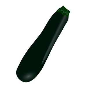 【FREE Vector】Dark Green Zucchini Illustration (Courgette / Summer Squash / Cucurbit) (Outline / No Outline) (Commercial Use OK / PNG Transparent)
