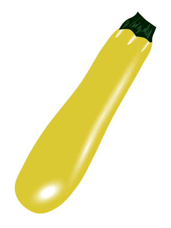 Glossy, shaded illustration of a bright yellow zucchini (summer squash) with no outline, suitable for summer vegetable or ingredient diagrams.
