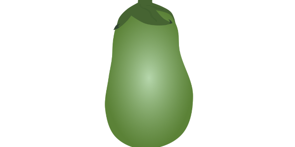 【フリー素材】翡翠色のナス（緑なす/青なす/変わり種ナス）のイラスト（光沢・線なし・黒縁）(商用利用可・透過PNG)