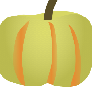 【フリー素材】ミニカボチャ「プッチィーニ」のイラスト（黄橙色/縦縞/飾りかぼちゃ/手のひらサイズ）(商用利用可・透過PNG)