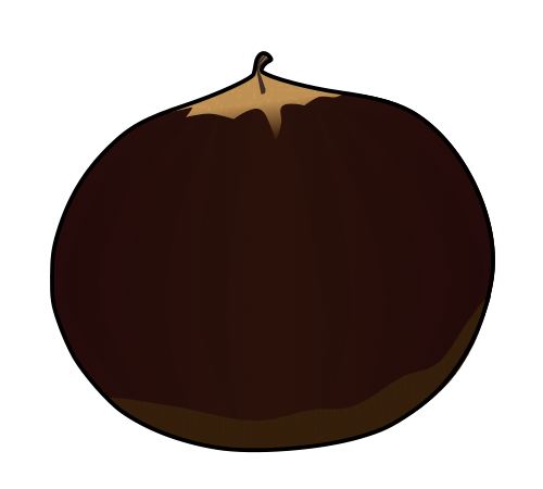 Rihei Chestnut illustration (Black outline, PNG Transparent for comparison of chestnut varieties and seasonal event documents)