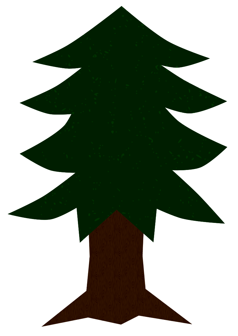 モミの木のような形をしたシンボルツリーのイラスト素材(線なし・クリスマスや冬のイベント飾りつけ用フリー素材)