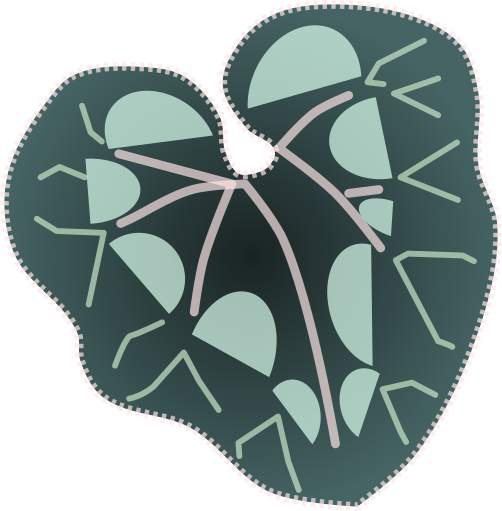 シクラメンの個性的な斑入りシルバーリーフの拡大イラスト(植物図鑑や葉の特徴解説用透過PNG)