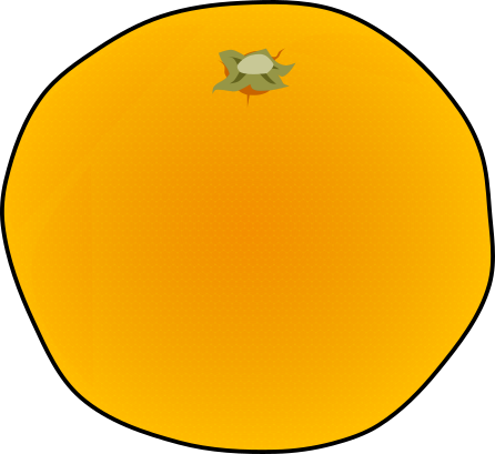 Unshu Mandarin Orange illustration (Black outline, PNG Transparent for fruit charts and educational materials)