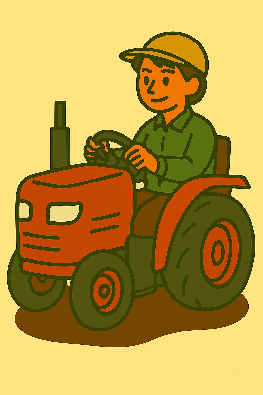 “Plants” × “Agriculture” Illustration of a person driving a tractor