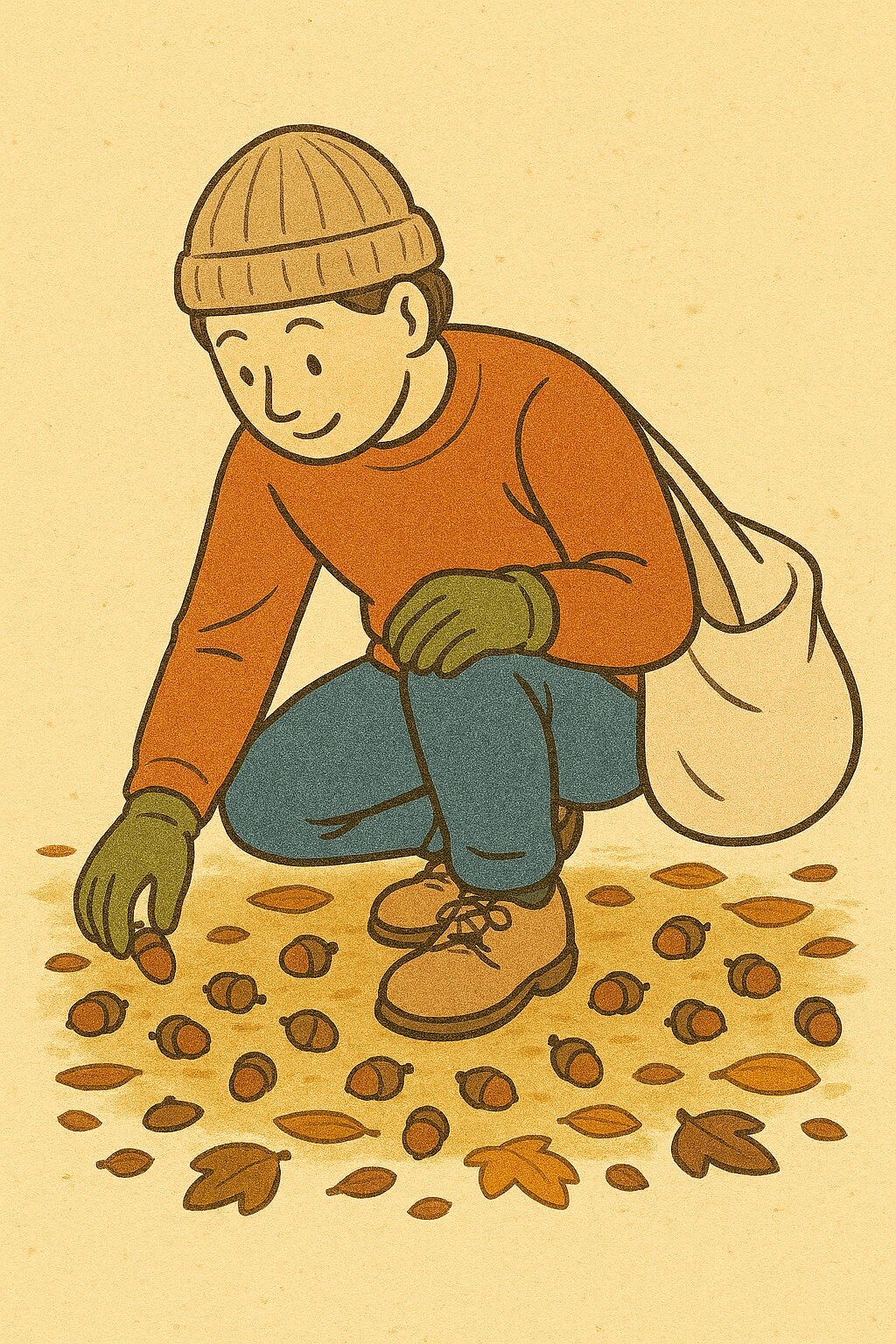 Acorns × Autumn × People The person who gathers acorns