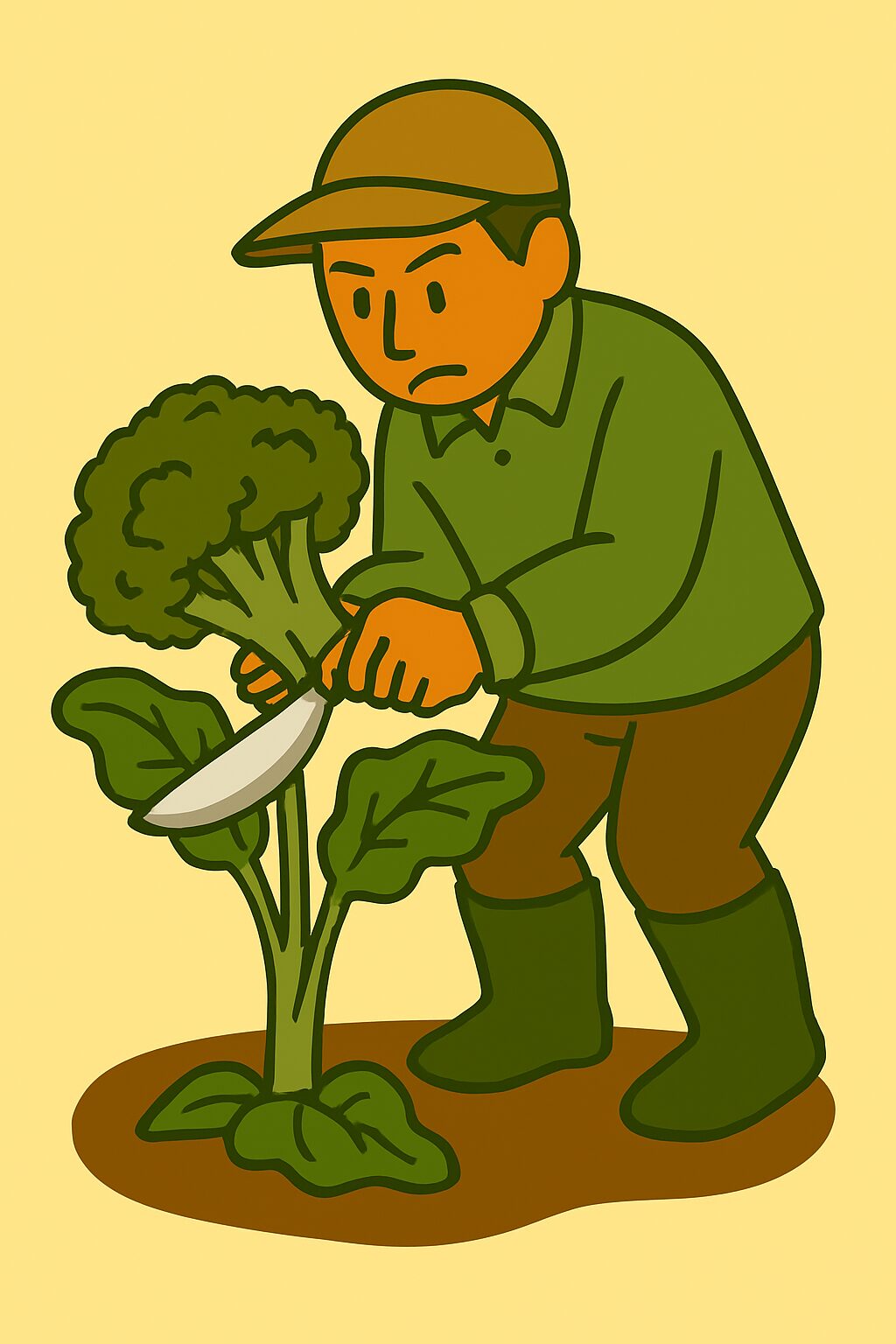 “Broccoli” × “Harvest” A scene of harvesting broccoli