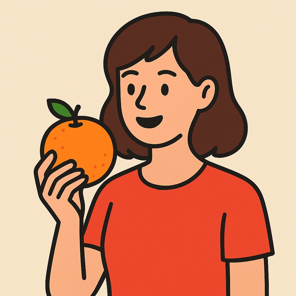 “Fruit” × “Person” A person holding fruit