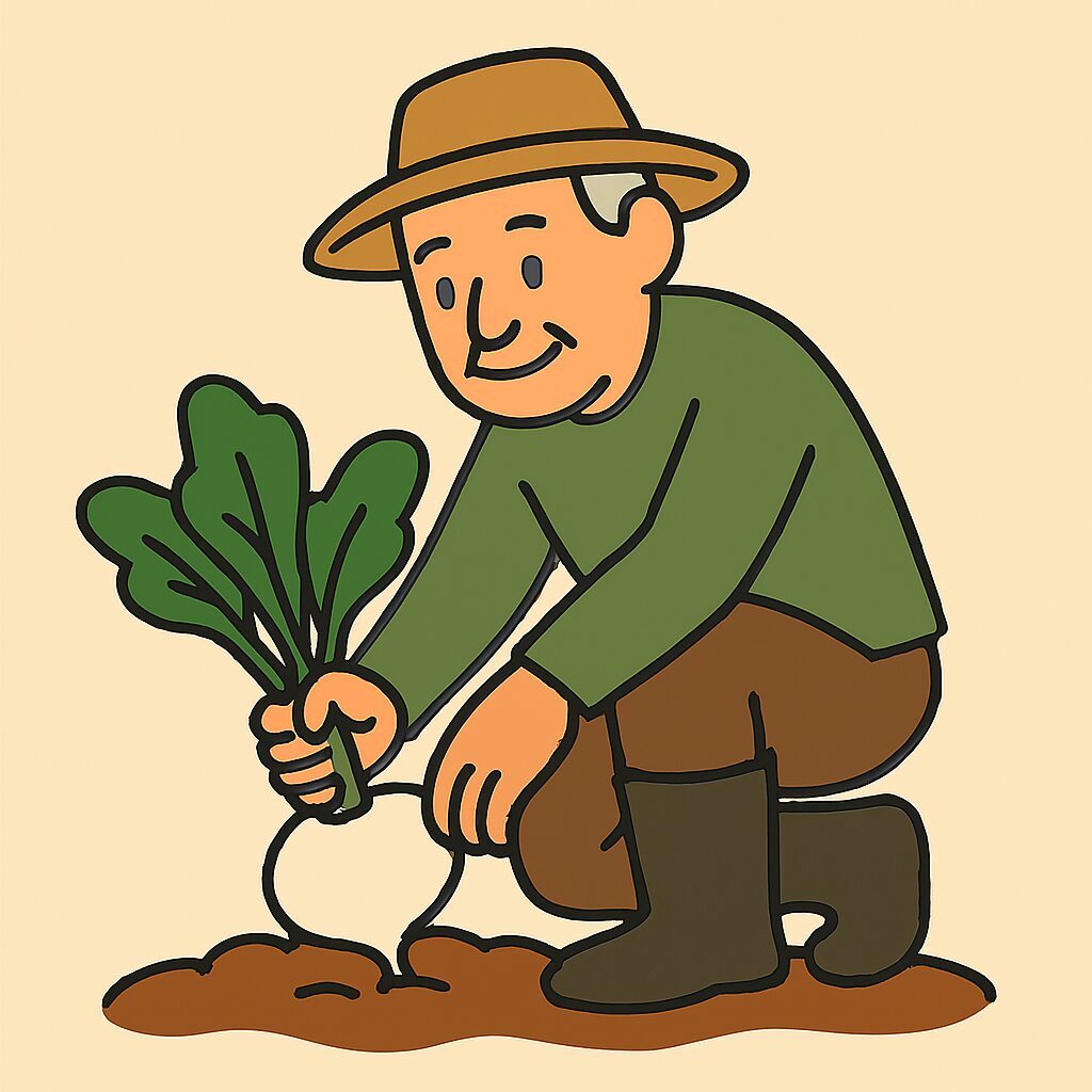 “Vegetables” × “People” Illustration of harvesting vegetables
