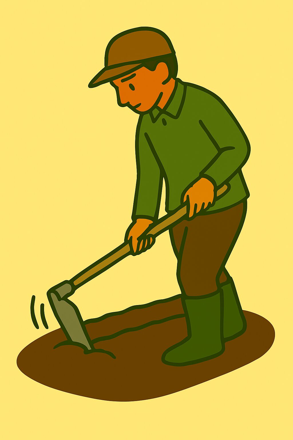 “Agriculture” × “Farm Tools” × “People” Farm Work Using a Hoe