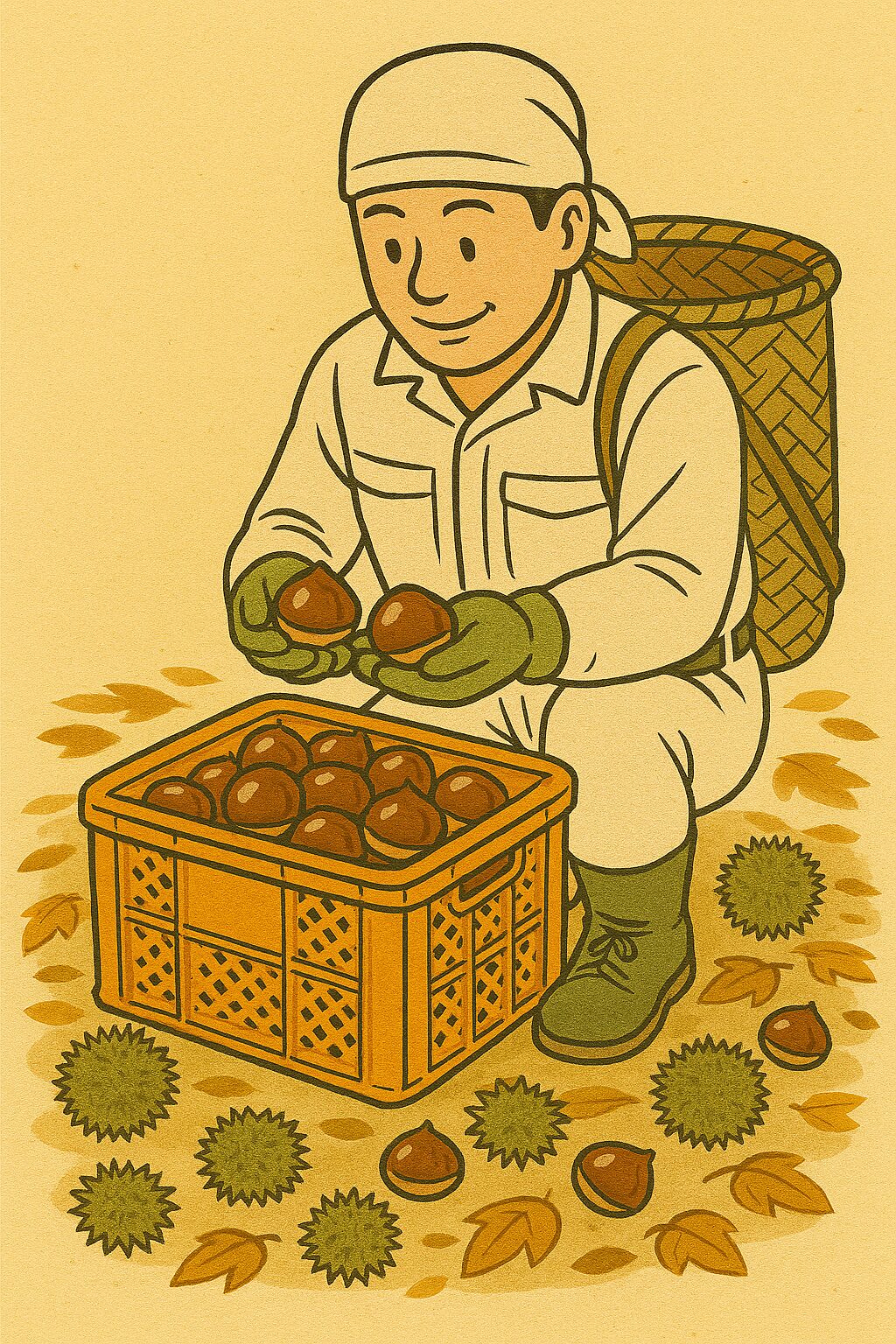 "Chestnuts" × "Farming" × "Harvest" Chestnut farmers harvesting chestnuts