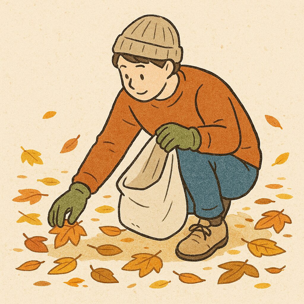 “Fallen Leaves” × ‘People’ × “Autumn” People gathering fallen leaves