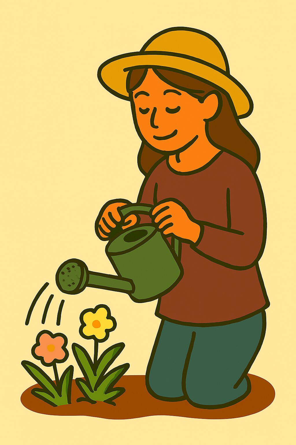 Plants × People × Watering The Person Who Waters the Flowers