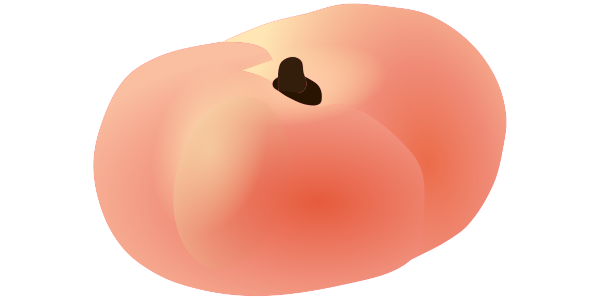 【フリー素材】平たい桃（蟠桃/バントウ）のイラスト（ピンクと赤紫）(商用利用可・透過PNG)