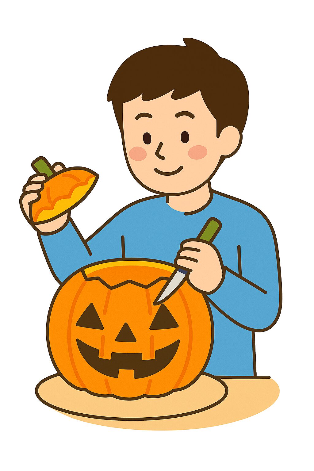 Pumpkin × Halloween × People　The person making Jack-o'-lanterns