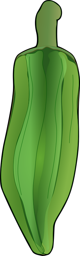 極太で大きく、多角形の断面を持つオクラ「ダビデの星」のイラスト(黒い縁取りあり・品種紹介や食育資料の図解用透過PNG)