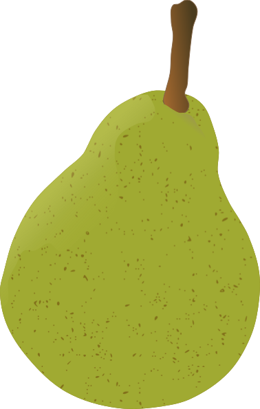 自然な斑点模様と柔らかな輪郭で描かれた洋梨のイラスト(線なし・光沢なし・秋の果物素材/透過PNG)
