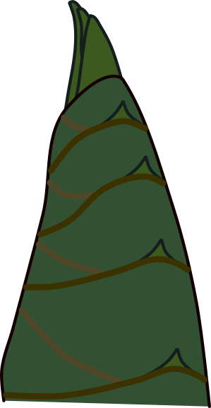 タケノコ イラスト 透過PNG フリー素材 線なし 深緑色 濃い茶色 春の味覚 商用利用可